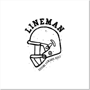 lineman serving pancakes daily foot ball helmet Posters and Art